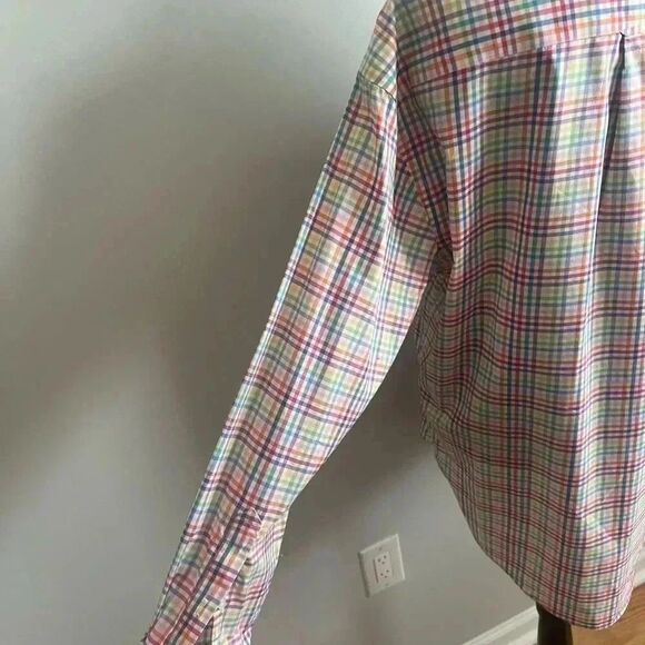 Men’s long sleeve, large multicolor plaid dress shirt - Picture 3 of 5
